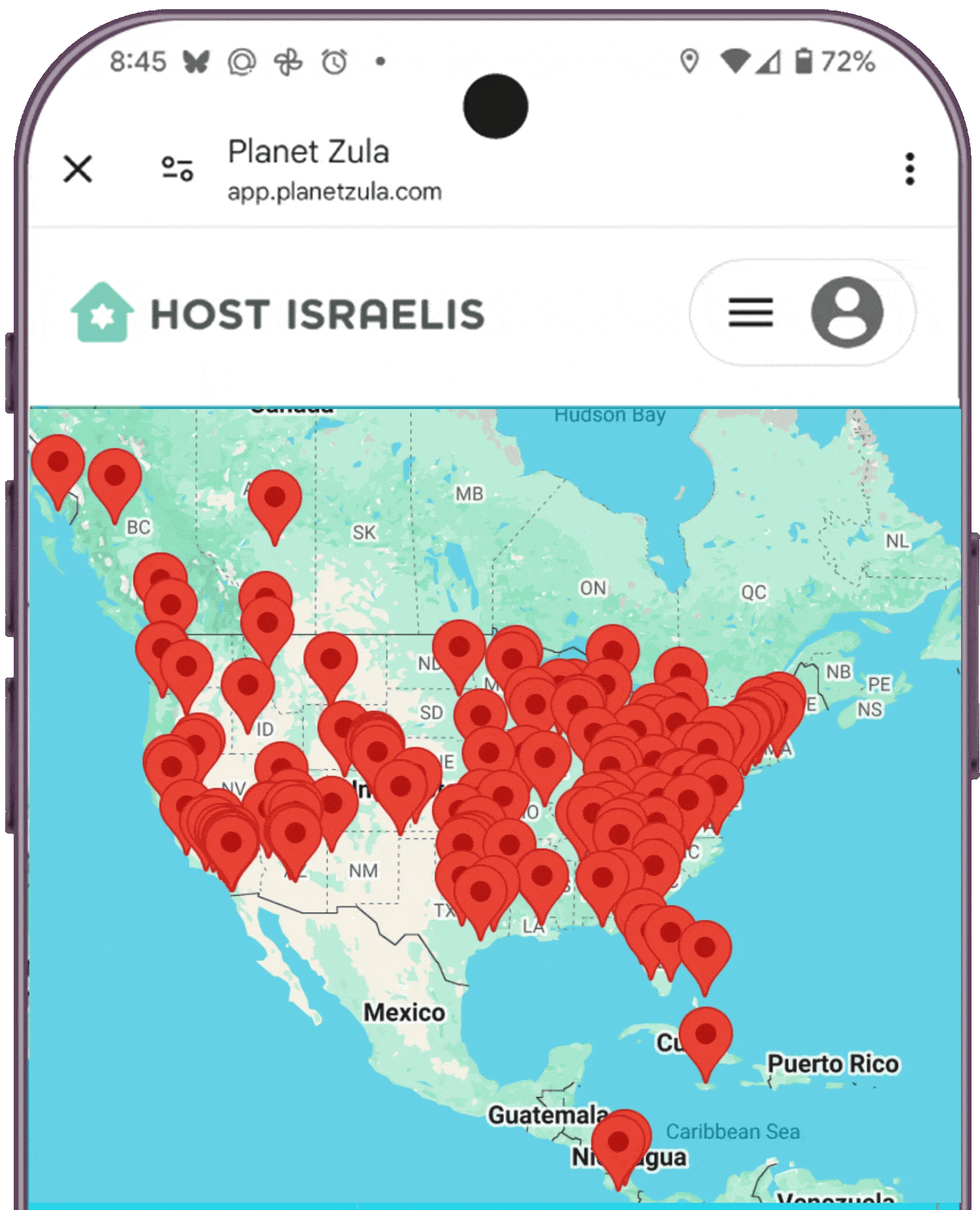 animated map with pins
